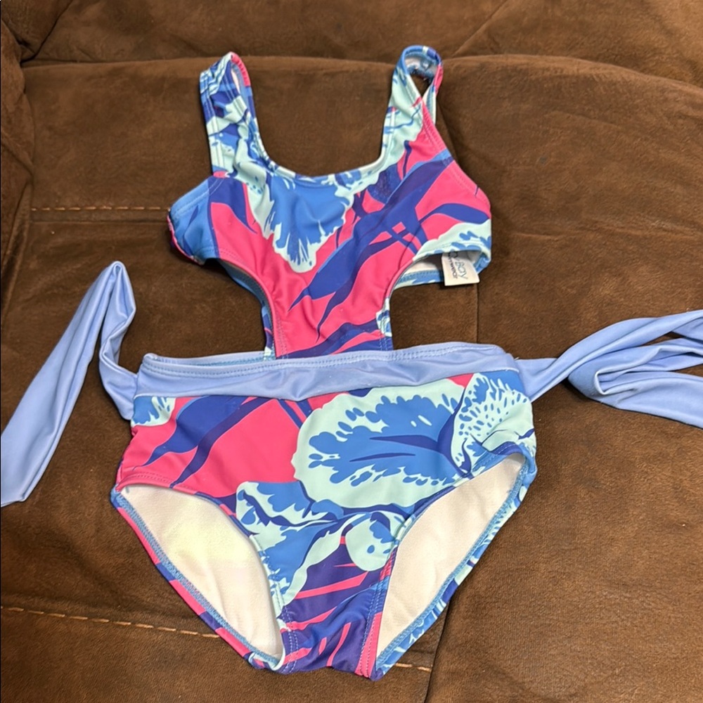 Kids Floral Swimsuit - Pink and Blue